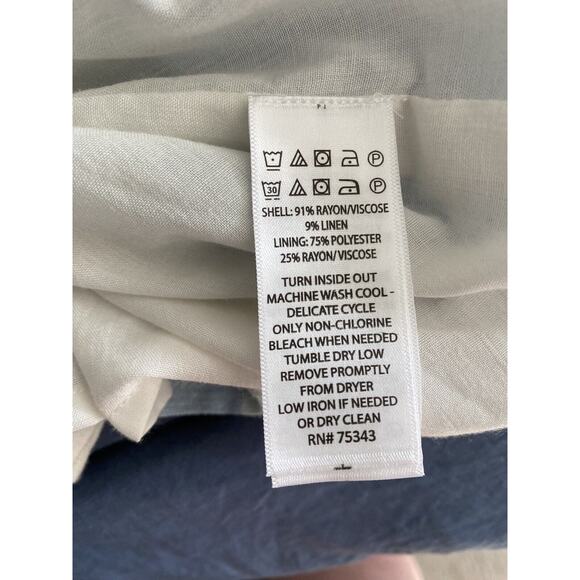 New Joie Linen Blend Stripe Dress Spaghetti Strap Blue Mommy & Me 10 w/ headband - Picture 8 of 11